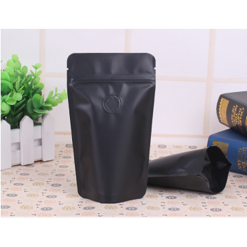 Bolsa de café negro de 100 g-150 g con cremallera y válvula